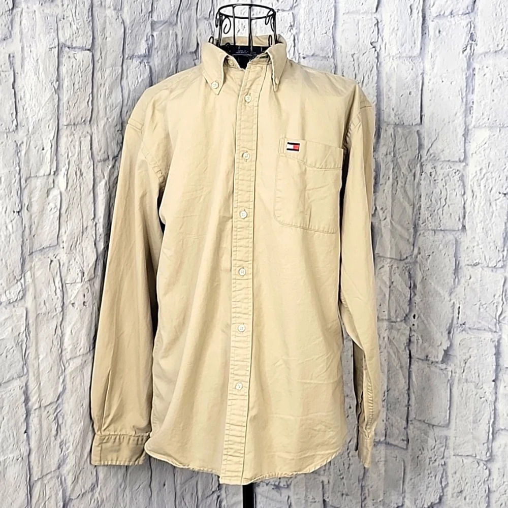 TOMMY HILFIGER Tan Men's‎ Button Up Shirt Large